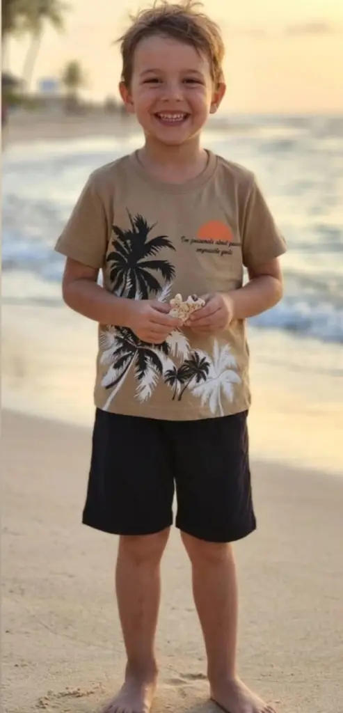 Tropical Sunset Boys' Beach Outfit