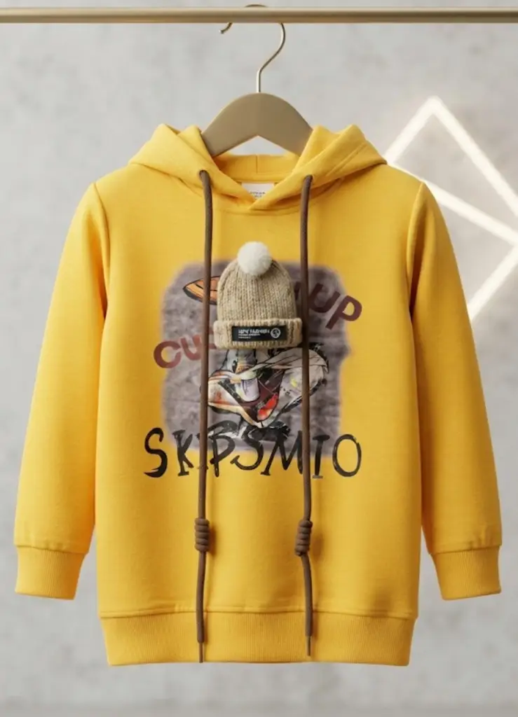 Mini Beanie Graphic Yellow Hoodie