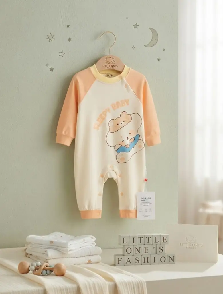 Cotton Romper - Peach & Cream