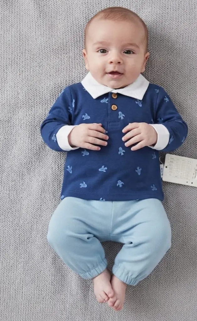 Rocket Print Polo & Trousers Set - View 2