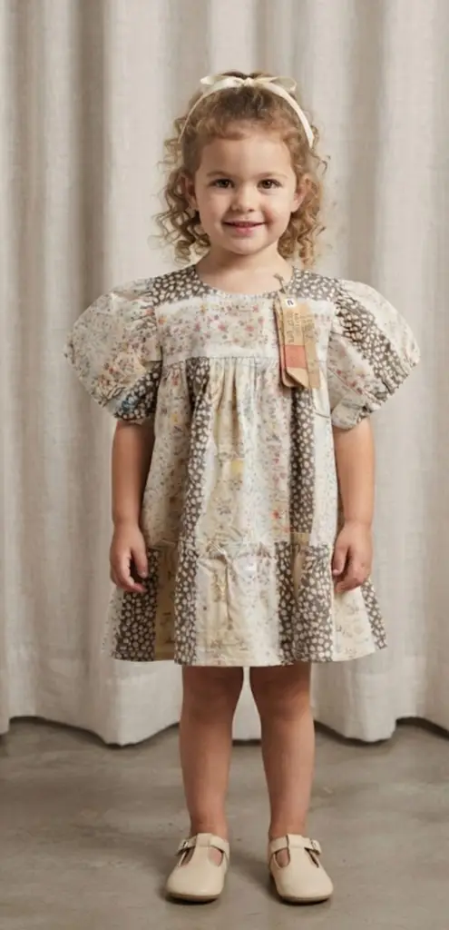 harming Vintage-Style Patchwork Toddler Dress - View 2