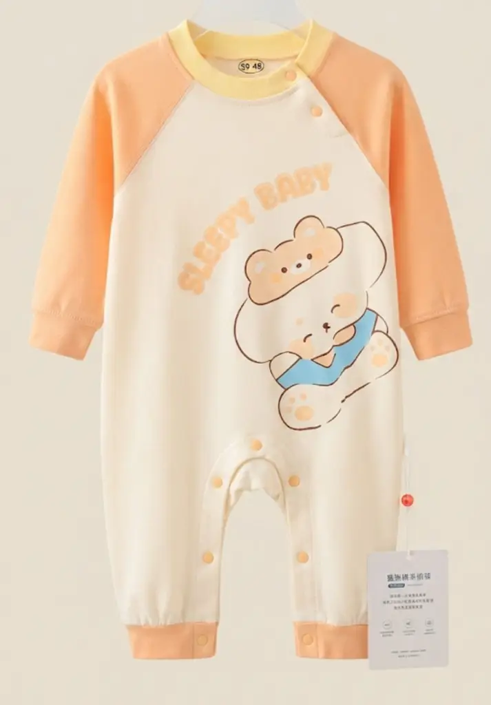 Cotton Romper - Peach & Cream - View 2