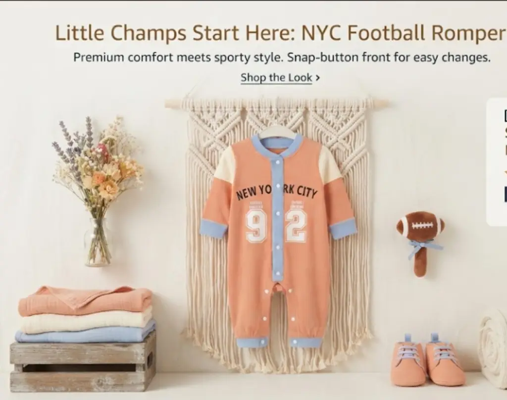 Little Champs NYC Football Romper - View 2