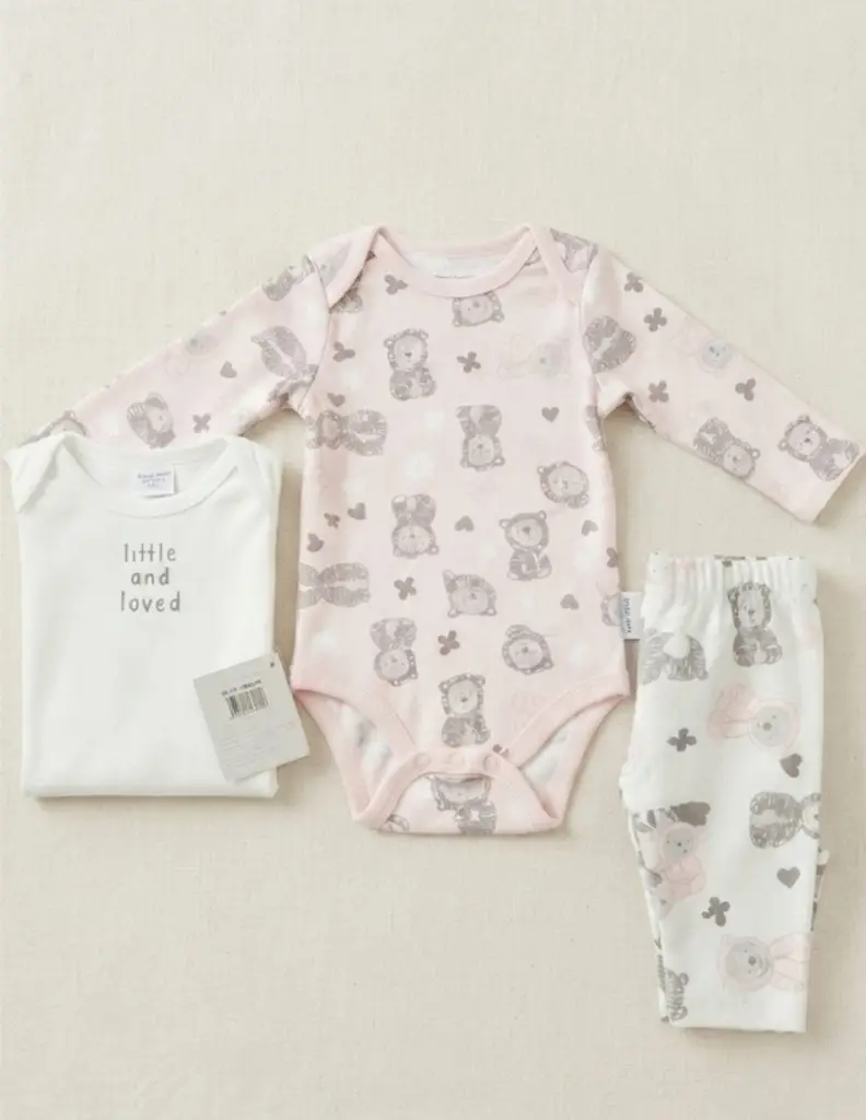​"Little and Loved" 3-Piece Bear Print Outfit Set - View 2