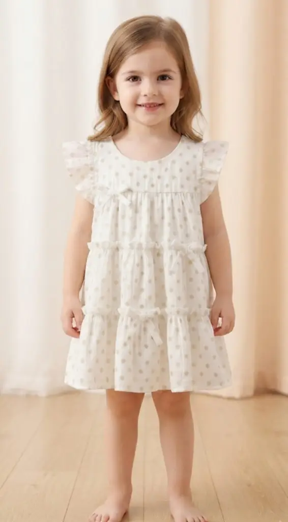Polka-Dot Tiered Ruffle Dress - View 2