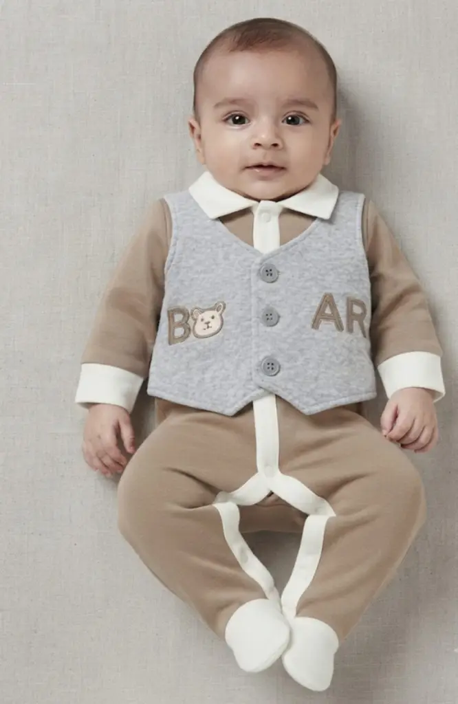 Mock Vest Footed Romper - View 2