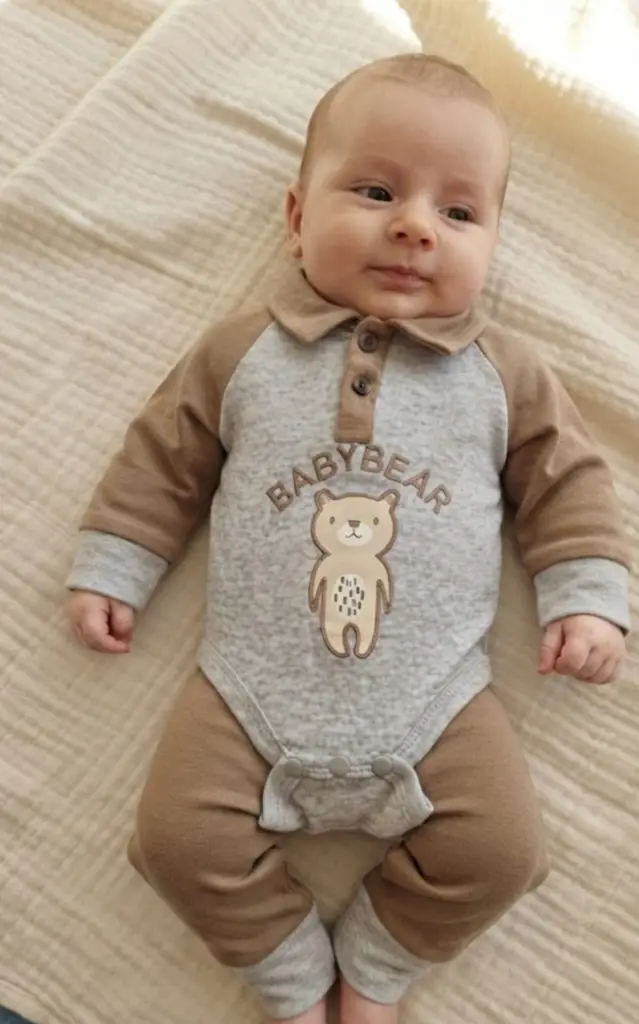 Baby Bear Grey & Brown Bodysuit and Pants Set - View 2