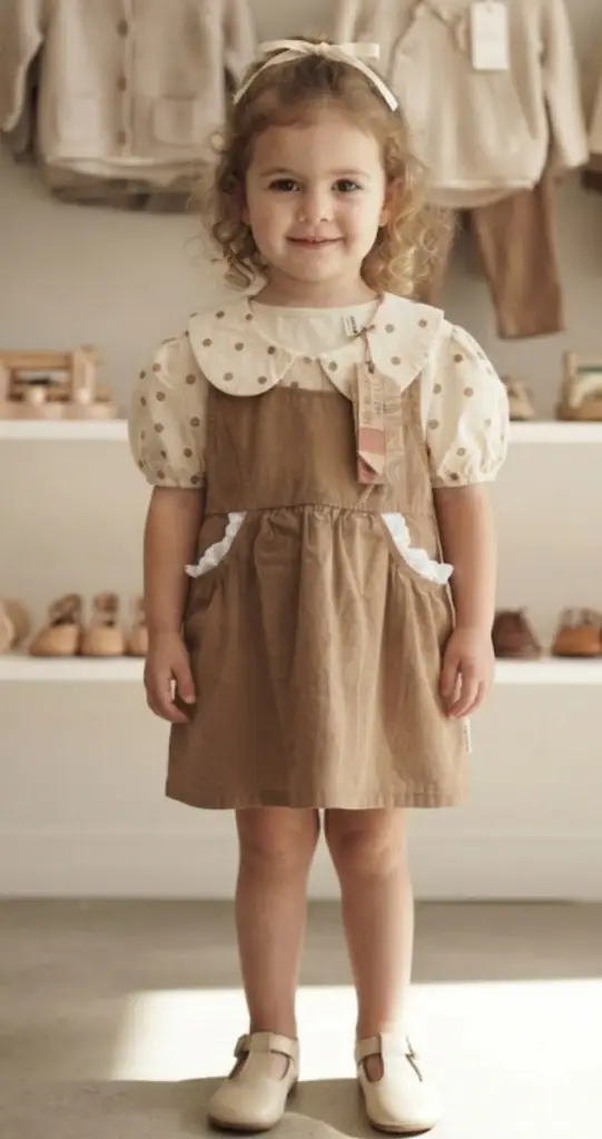 Classic Polka-Dot Blouse & Caramel Jumper Set - View 2