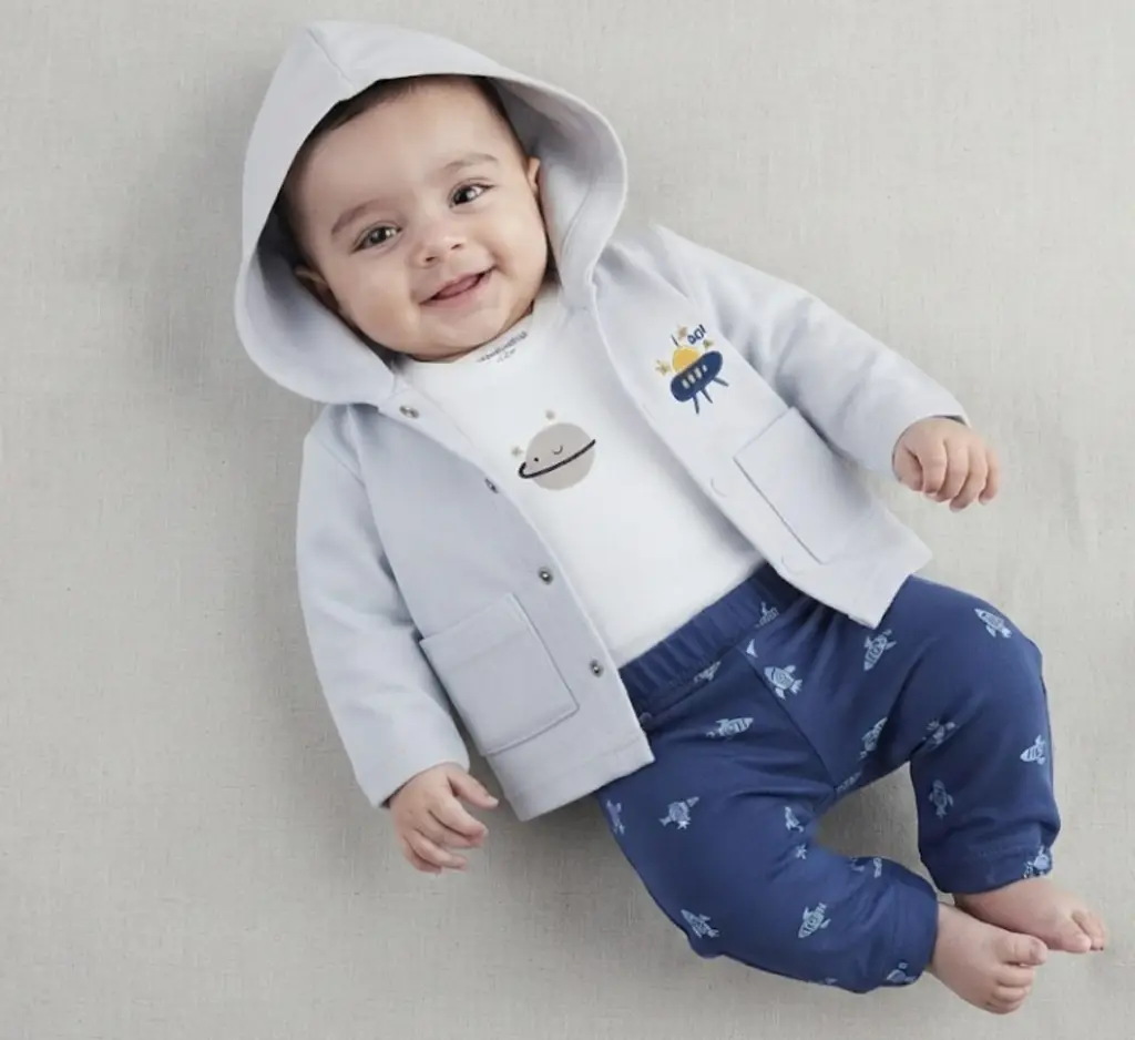 "Wonder Space" 3-Piece Hooded Jacket, Bodysuit & Pants Set - View 2