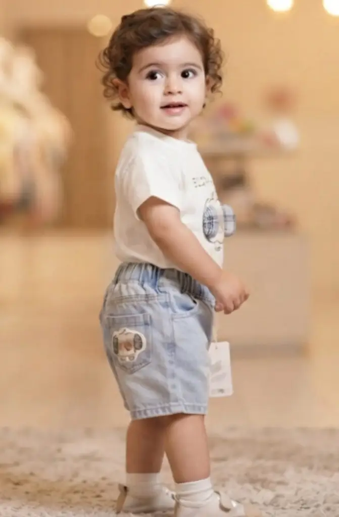 Little Explorer Elephant Tee & Denim Shorts Set - View 3