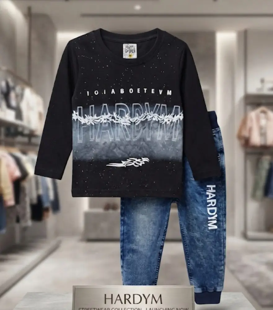 Hardym" Graphic Tee & Denim Set - View 2