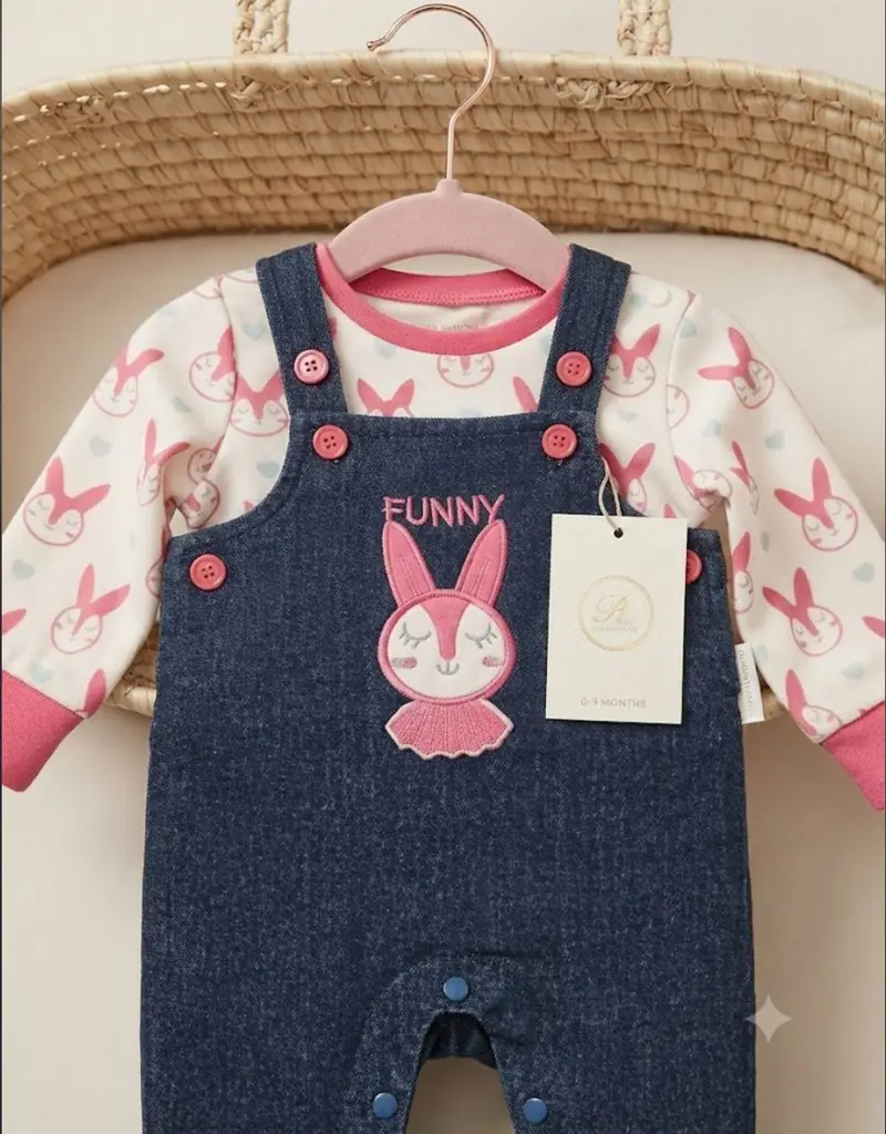 Bunny Denim Dungaree & Printed Top Set - View 3