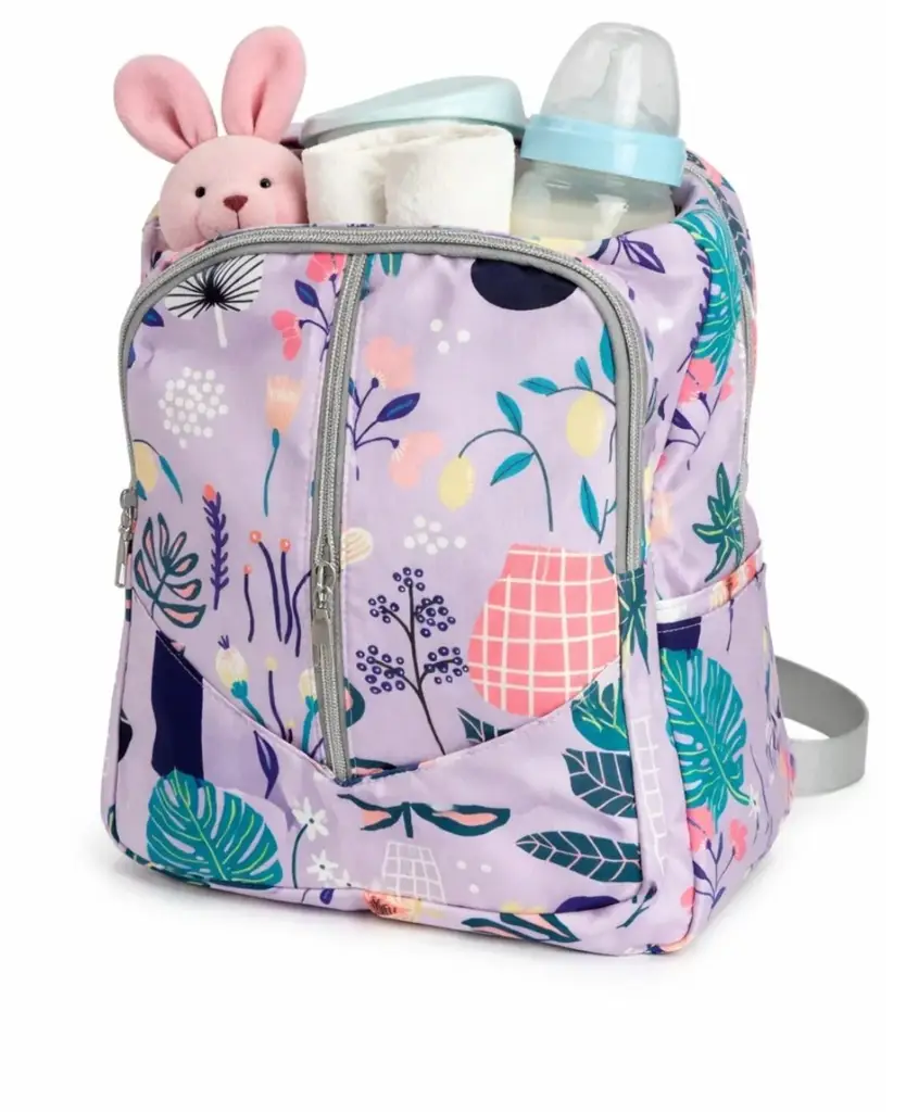 Lilac Botanical Multi-Function Baby Diaper Backpack - View 2