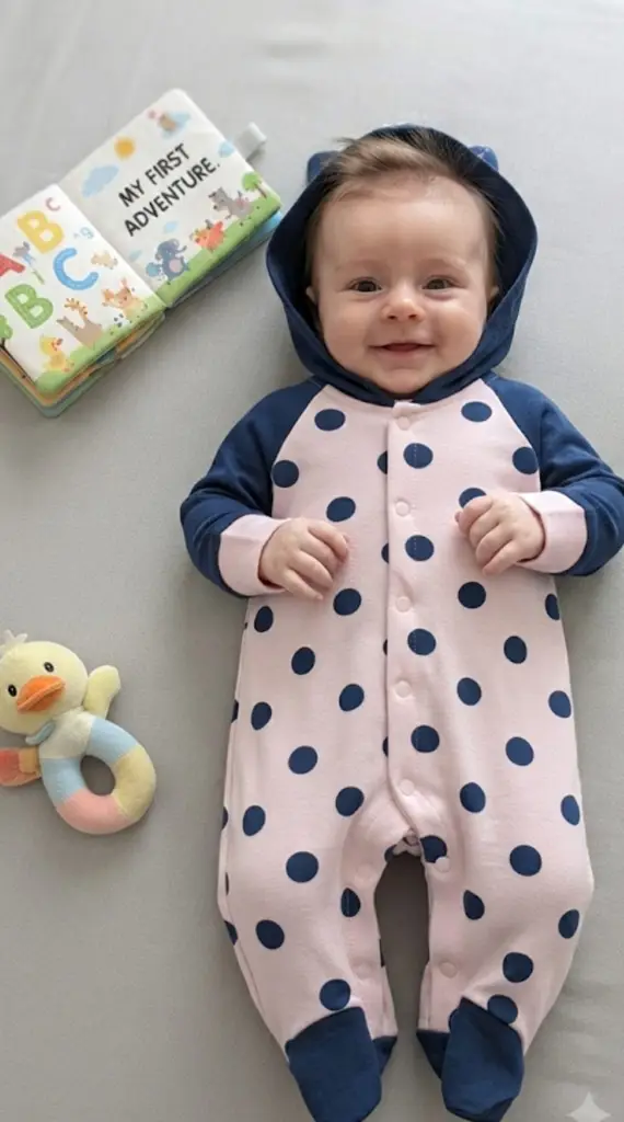 Playful Polka Dot Hooded Romper - View 2