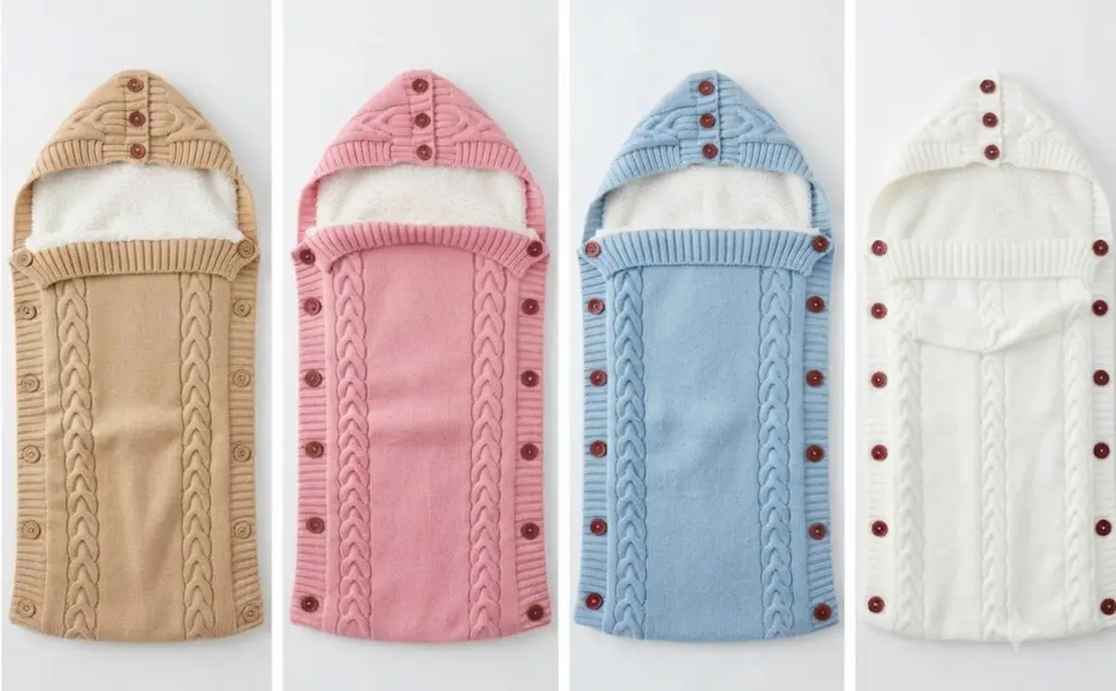 Cozy Cable-Knit Baby Sleeping Bag & Stroller Wrap - View 2