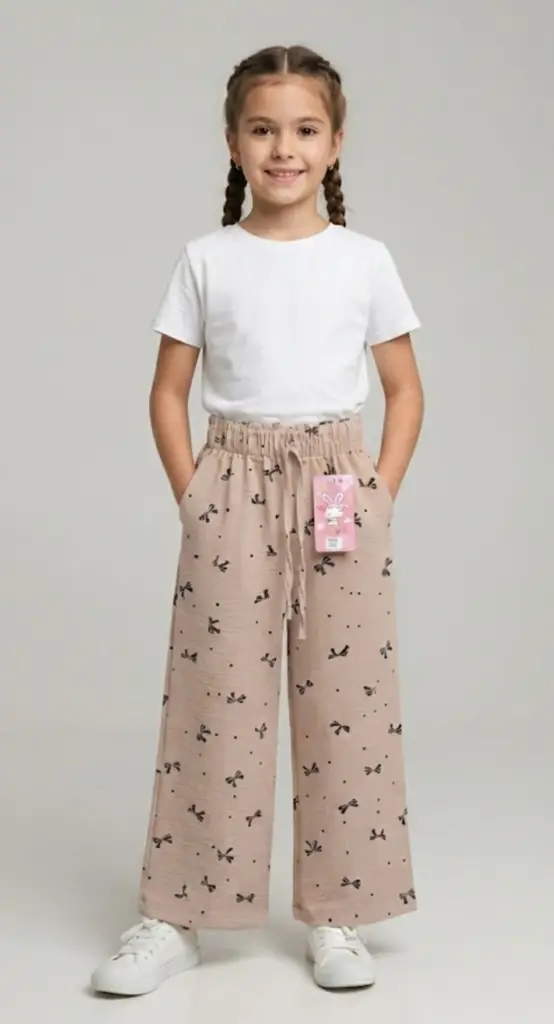 ​Pink Printed Wide-Leg Trousers - View 2