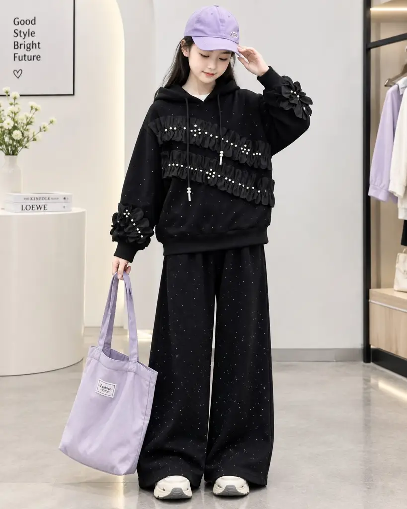 Girls’ 2-Piece Floral Hoodie Tracksuit - View 3
