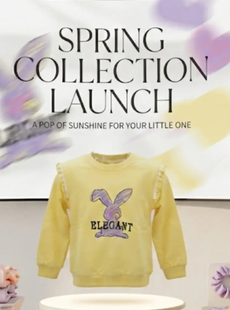 'Elegant' Bunny Graphic Sweatshirt (Yellow) - View 2