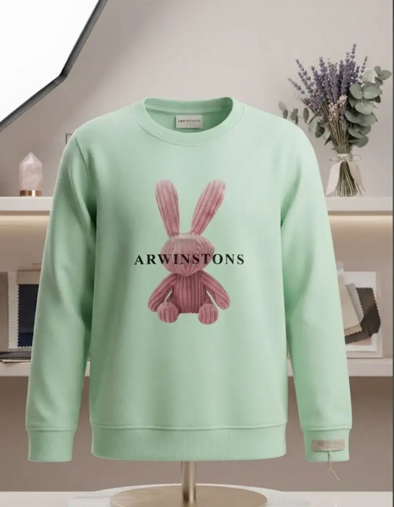 'Arwinstons' Corduroy Bunny Sweatshirt (Mint Green) - View 2