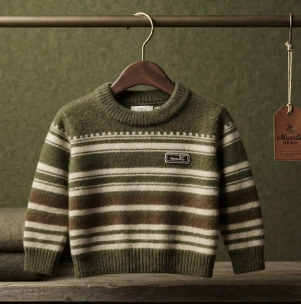 Earth-Tone Striped Knit Sweater for Boys & Girls - View 2