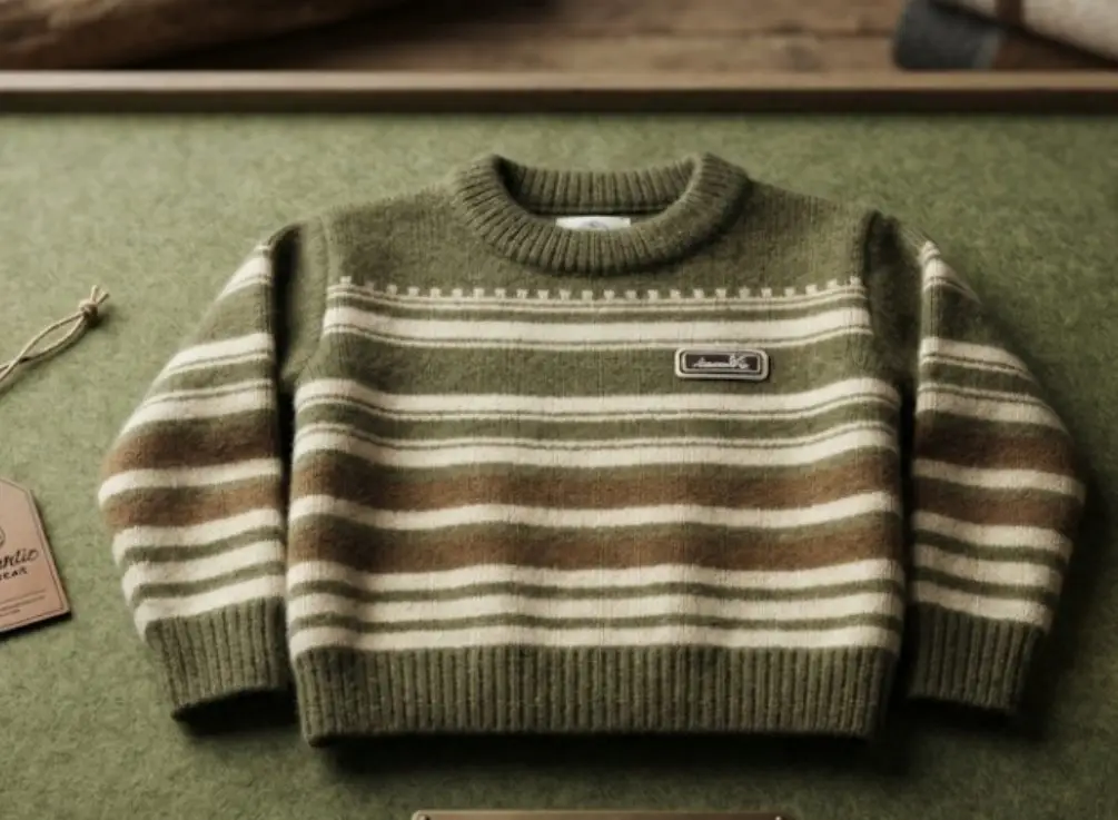 Earth-Tone Striped Knit Sweater for Boys & Girls - View 3